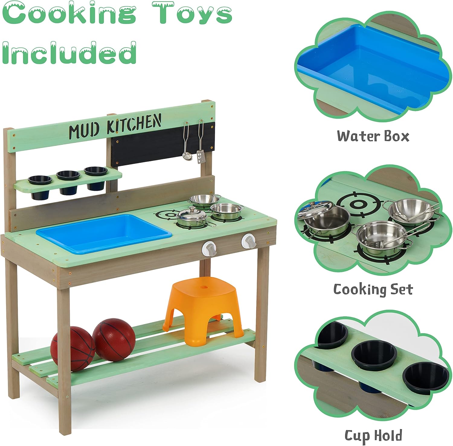 Kid's Wooden Play Kitchen, Out - Kids Outdoor Kitchen Set recensione e prezzo