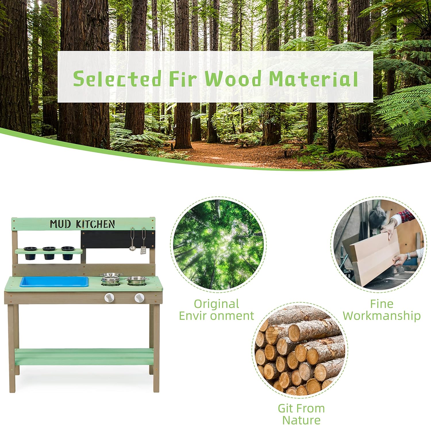 Kid's Wooden Play Kitchen, Out - Kids Outdoor Kitchen Set recensione e prezzo