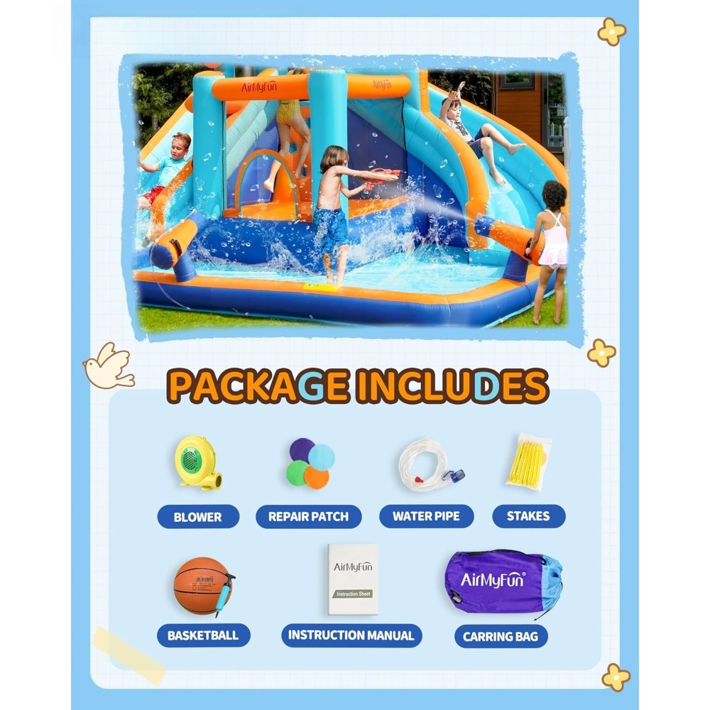 Large Water Slide Bounce House - Kids Outdoor House With Slide recensione e prezzo