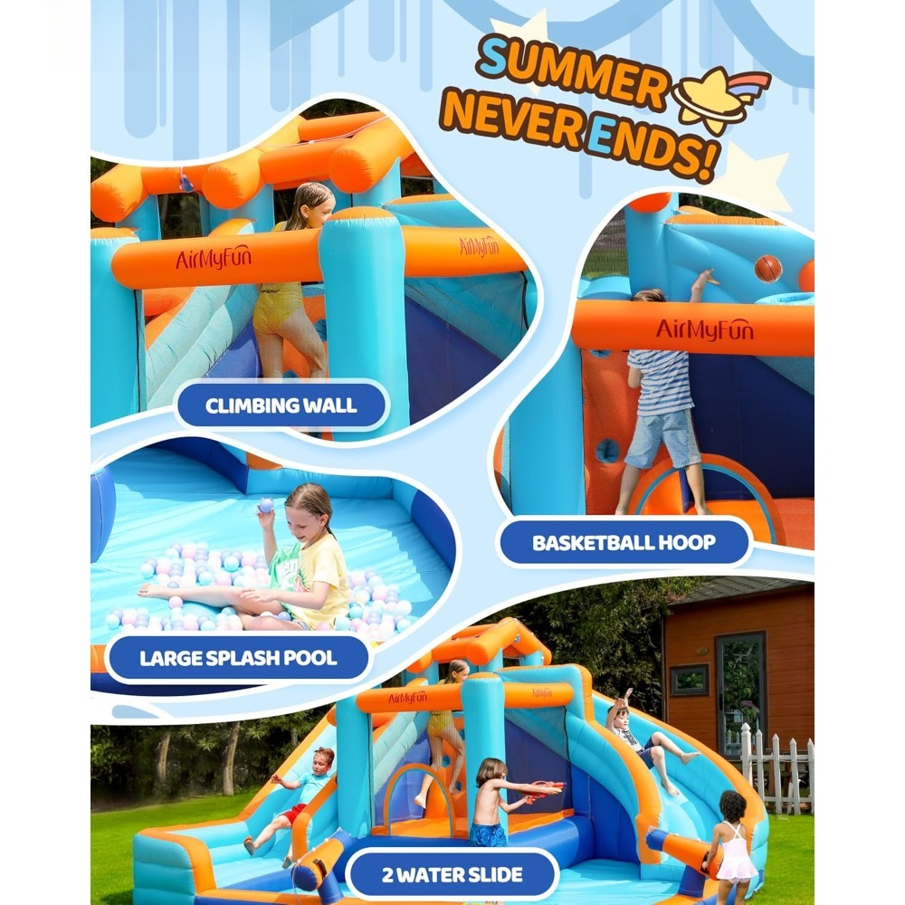 Large Water Slide Bounce House - Kids Outdoor House With Slide recensione e prezzo